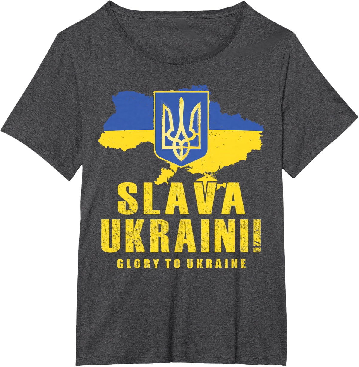 Ukraine Slava Ukraini Tryzub Glory to Ukraine Flag Zelensky T-Shirt - Dark Heather Grey