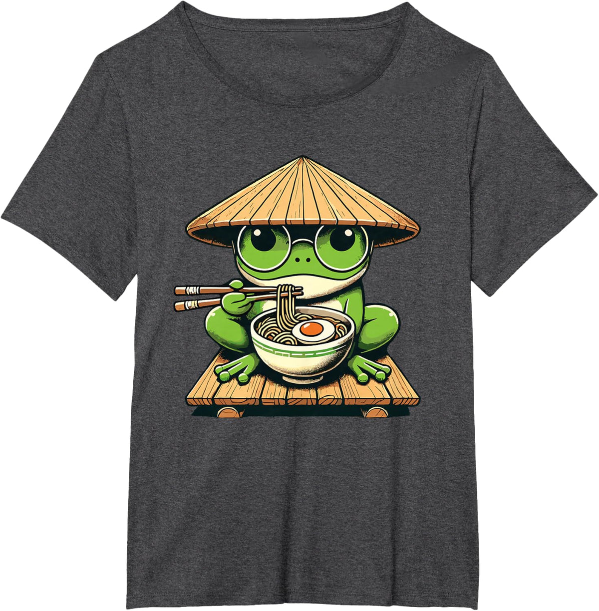 Frog Eating Ramen Noodles, Japanese Kawaii & Anime Lovers T-Shirt - Dark Heather Grey