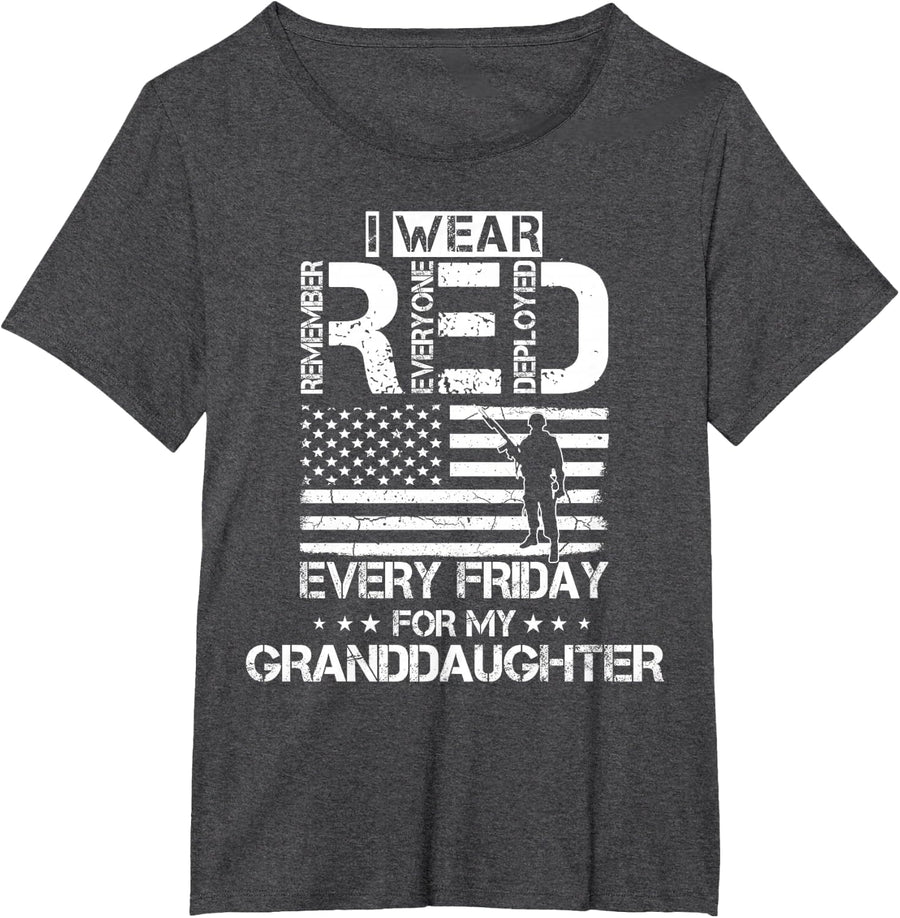 I Wear Red For Granddaughter Shirt T-Shirt - Dark Heather Grey