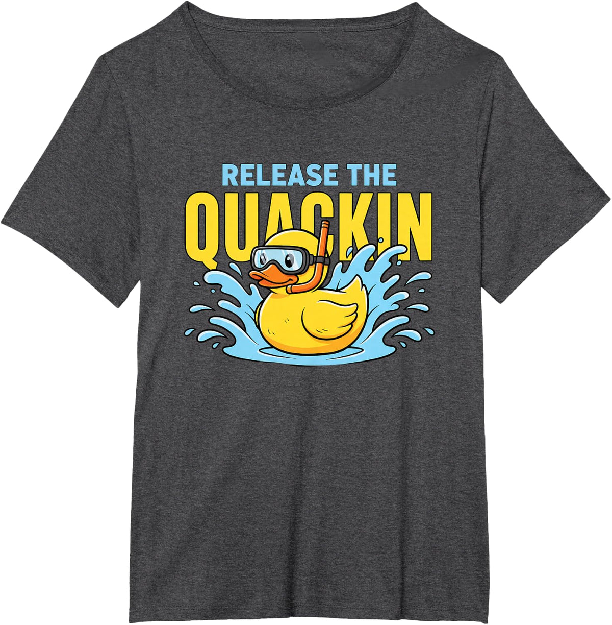 Release The Quackin Duck Funny Farm Animal Snorkel Cartoon T-Shirt - Dark Heather Grey