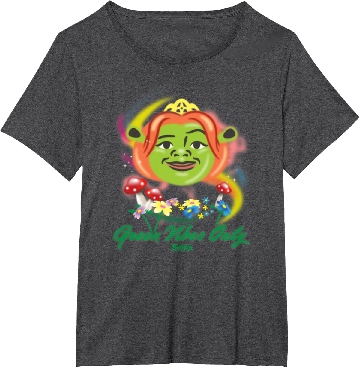 Shrek Fiona Green Vibes Only St Patty’s Day T-Shirt - Dark Heather Grey