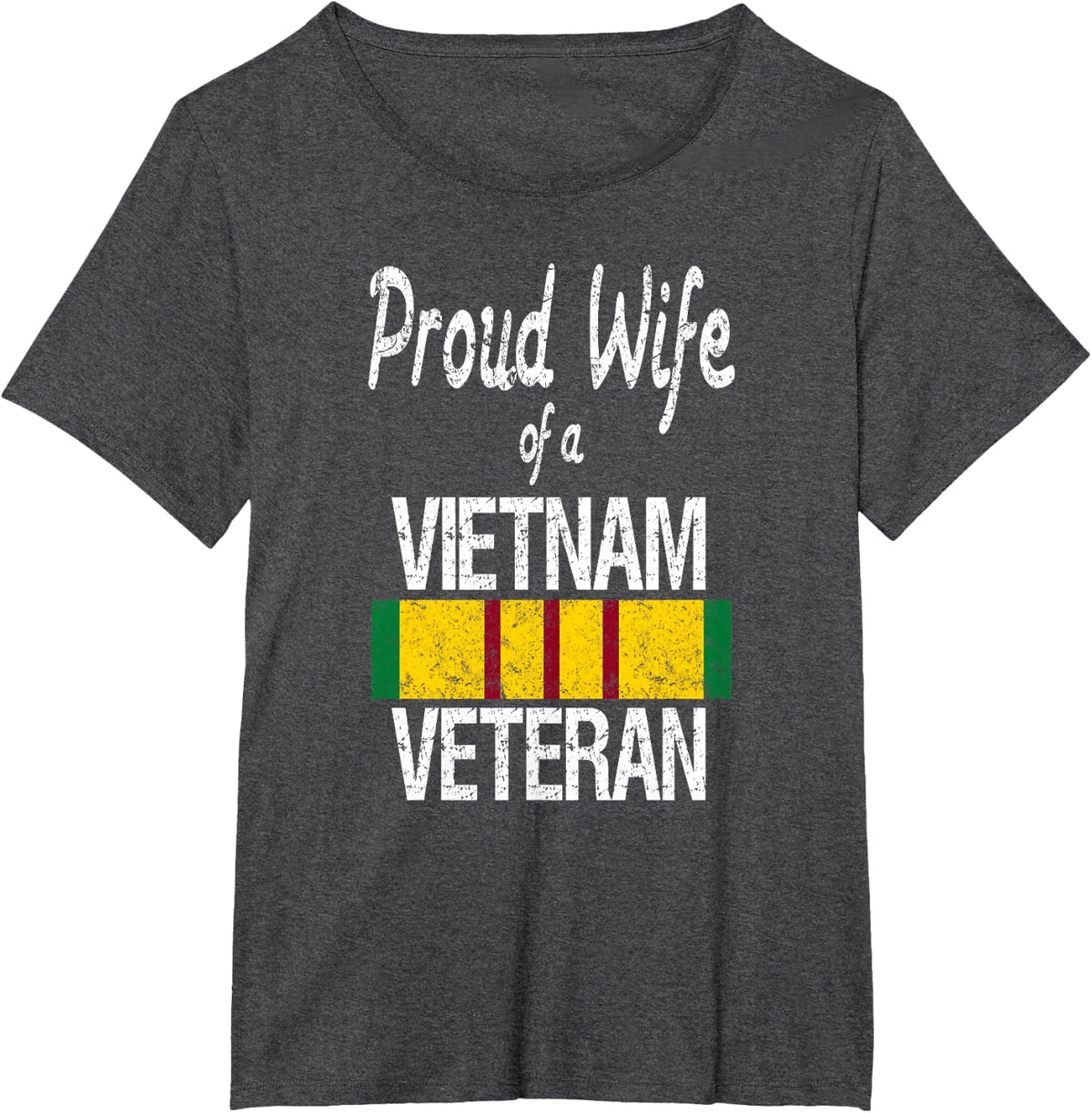 Proud Wife of a Vietnam Veteran Service Badge US Military T-Shirt - Dark Heather Grey
