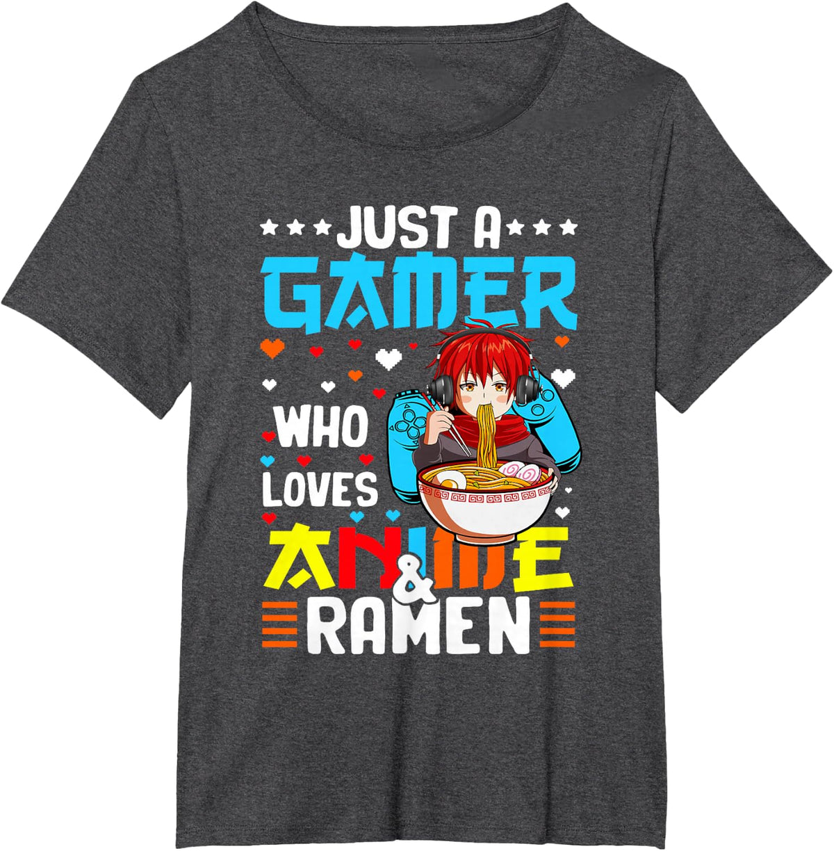Just A Gamer Who Loves Anime and Ramen Boy Kids T-Shirt - Dark Heather Grey