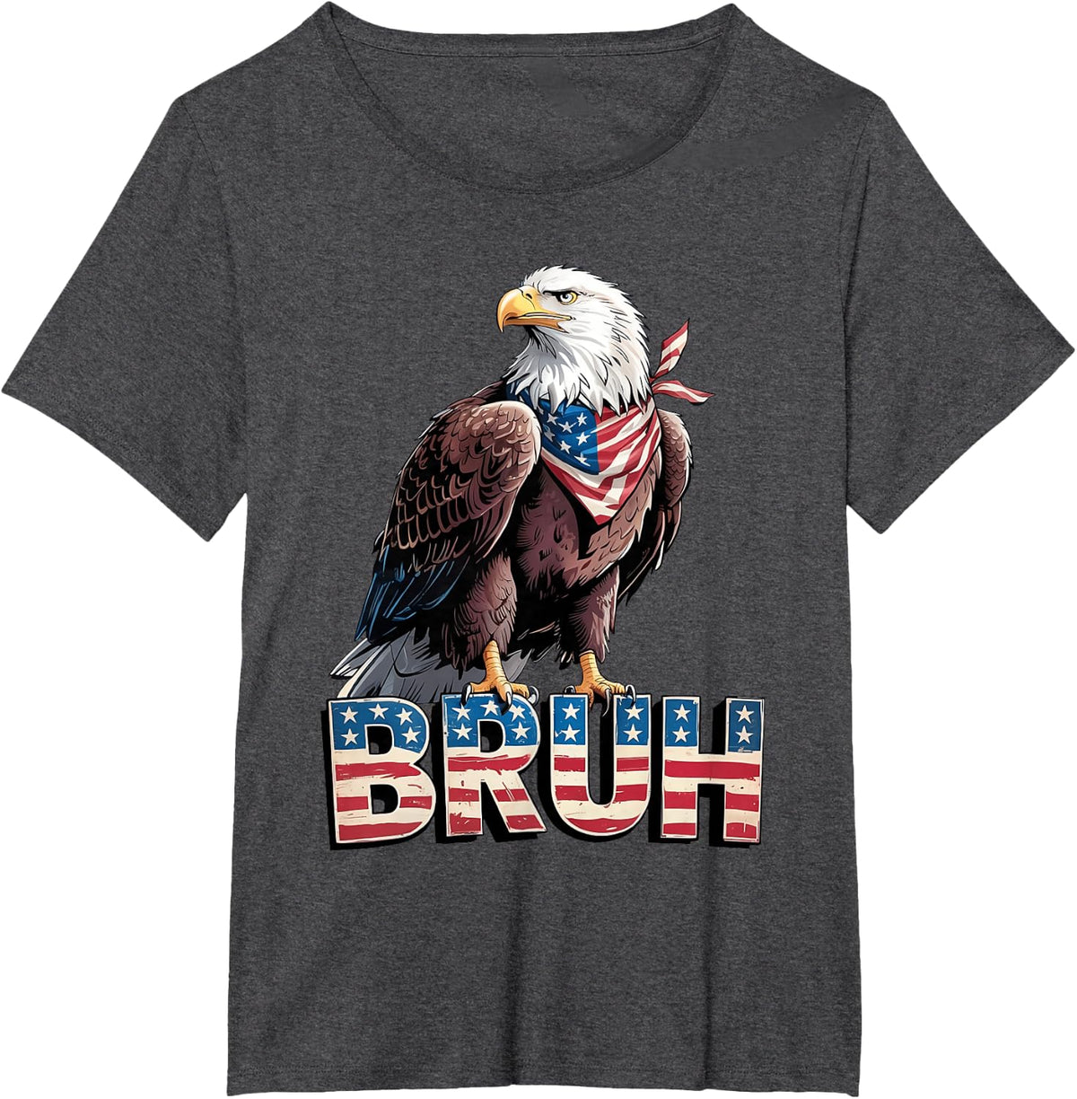 American Bald Eagle Patriotic Eagle 4th of July USA Bruh T-Shirt - Dark Heather Grey