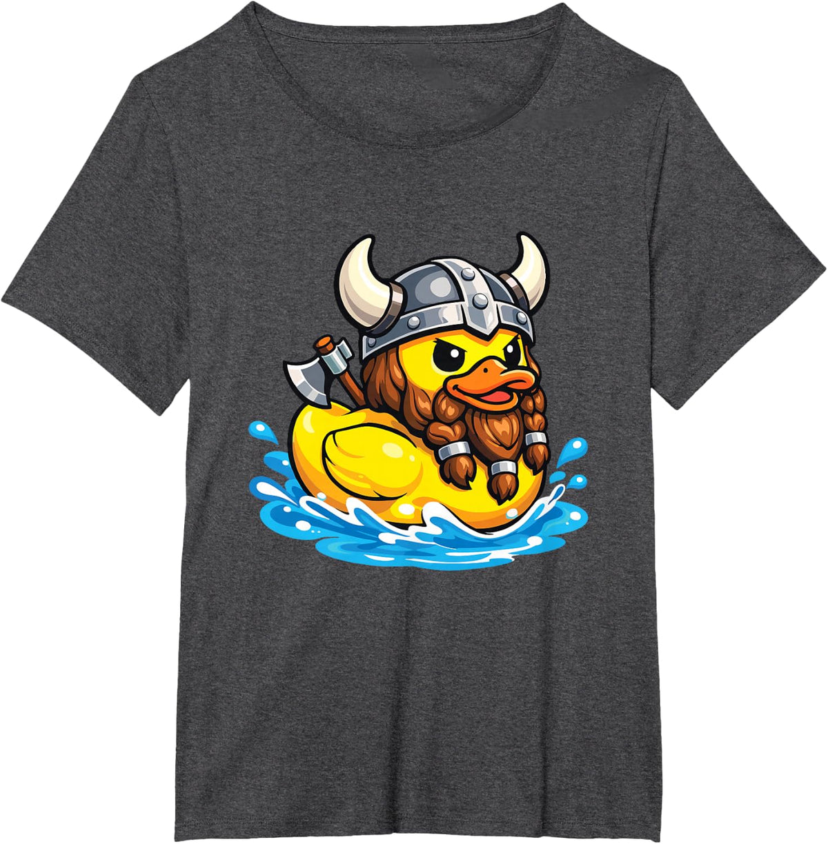Rubber Duck Viking - Rubber Duck Lover Duckie Duckling T-Shirt - Dark Heather Grey
