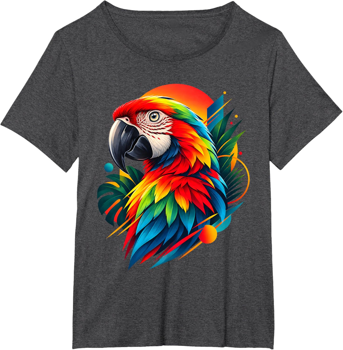 Colorful Parrot Lover Macaw Bird Abstract T-Shirt - Dark Heather Grey