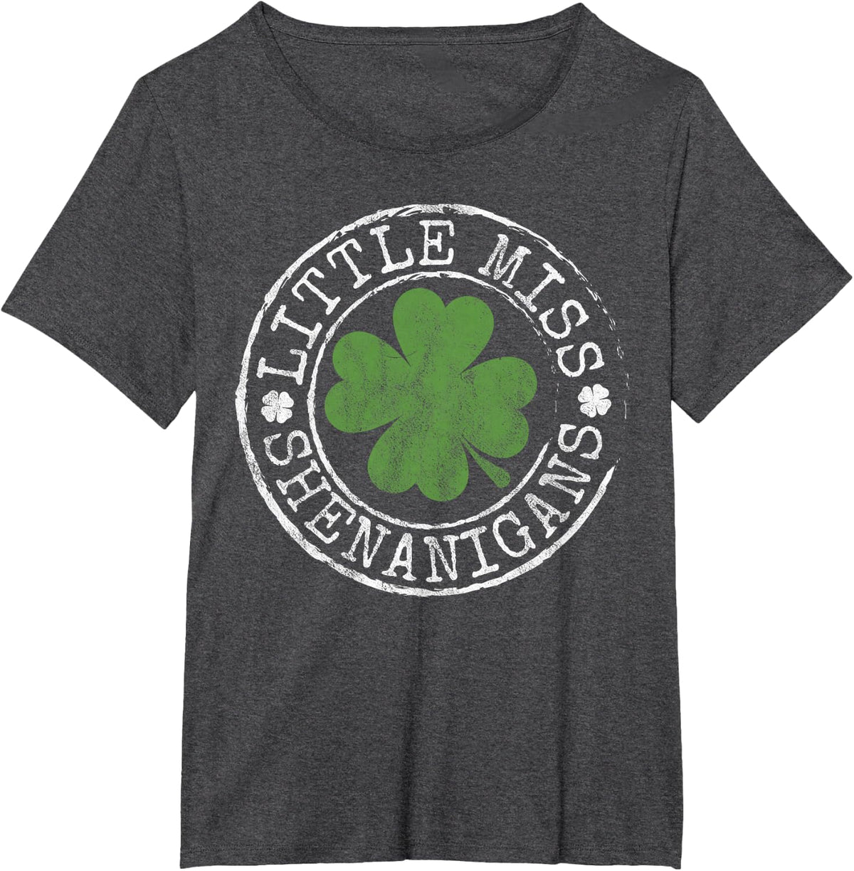 Lucky Family Apparel Little Miss Shenanigans Funny Kids Girl St Patrick's Day T-Shirt - Dark Heather Grey
