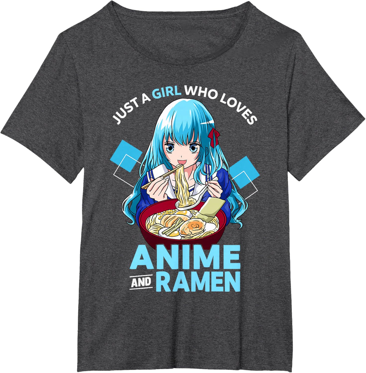 Just A Girl Who Loves Anime and Ramen Bowl Teen Girl T-Shirt - Dark Heather Grey