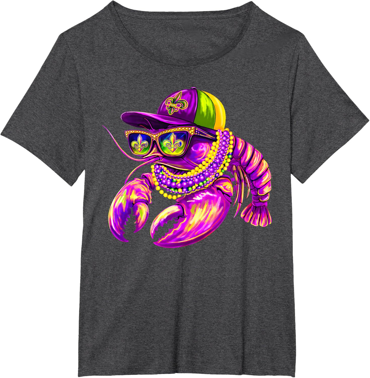 Mardi Gras Crawfish Cap Beads New Orleans Boy Men Kid T-Shirt - Dark Heather Grey
