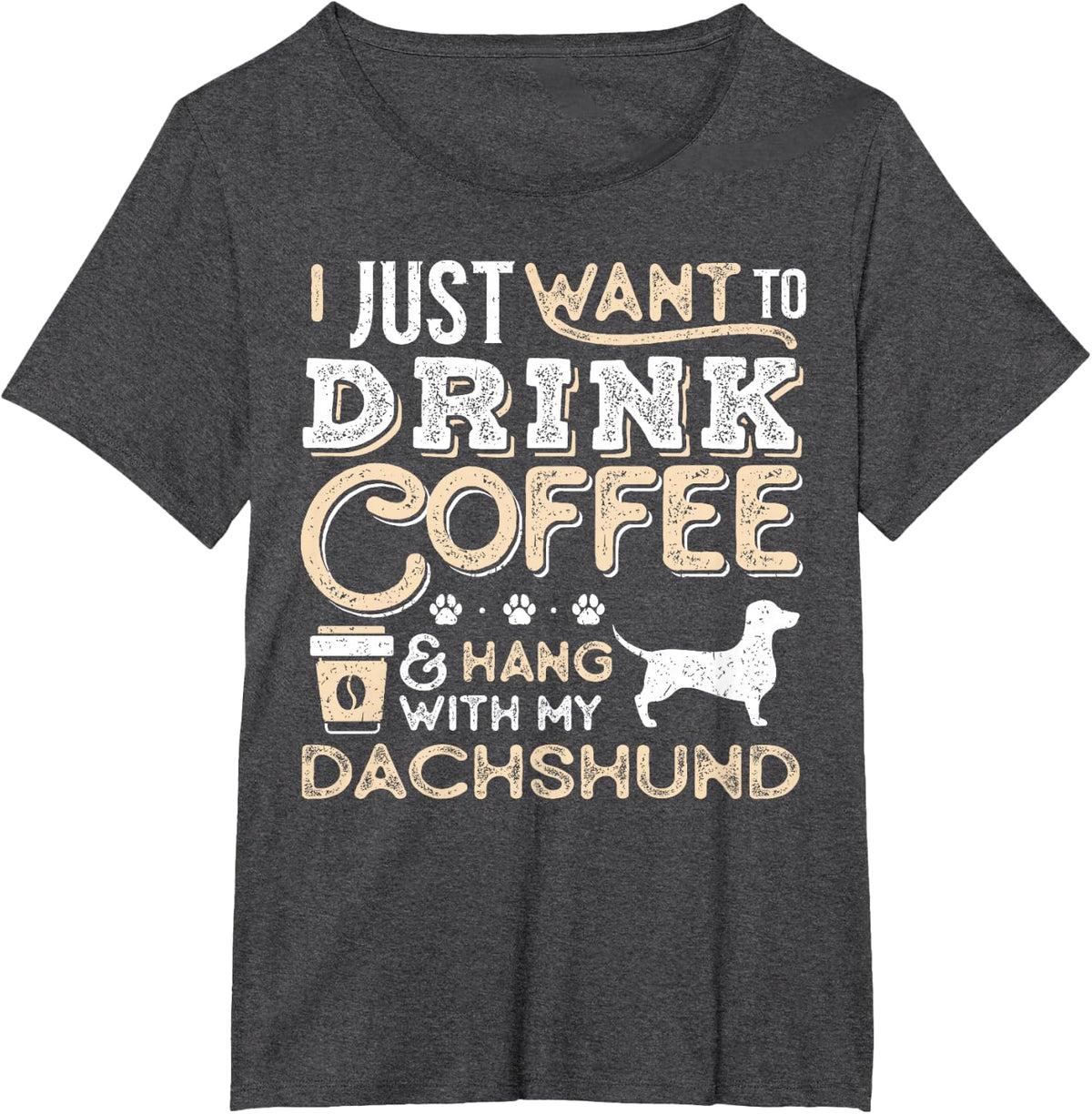 Dachshund Doxie Mom Dad Ich Wanna nur hängen Kaffee Trinken Gesc T-Shirt - Dark Heather Grey