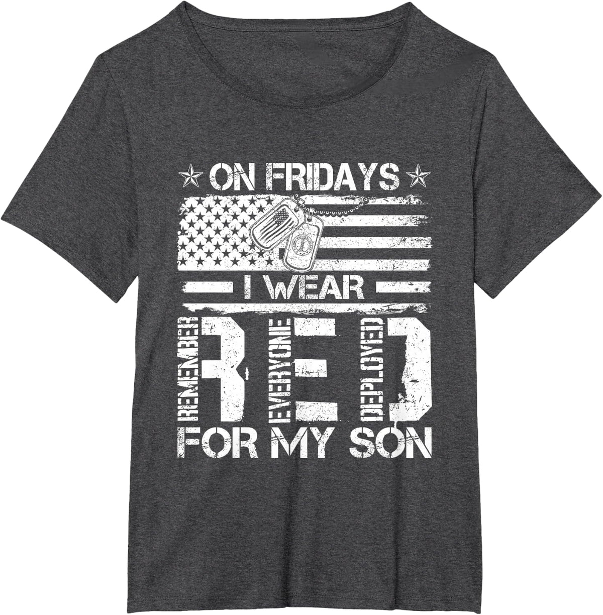 Proud Army National Guard Mom On Fridays I We Wear Red T-Shirt - Dark Heather Grey
