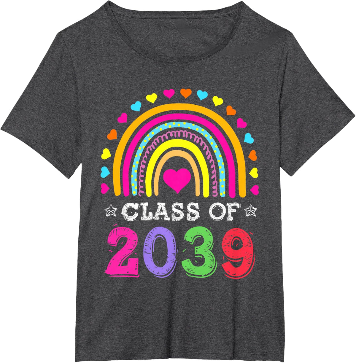 Class Of 2039 Shirt Kids Graduation Pre-K Graduate Rainbow T-Shirt - Dark Heather Grey