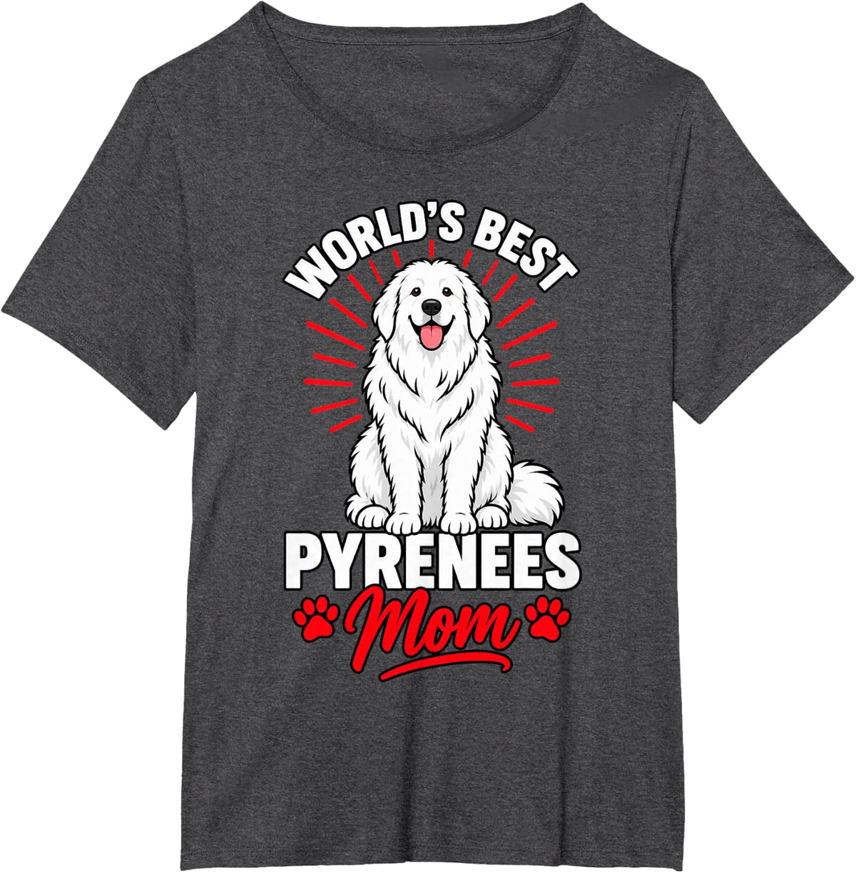 Worlds Best Pyrenees Mom Dog Lover T-Shirt - Dark Heather Grey
