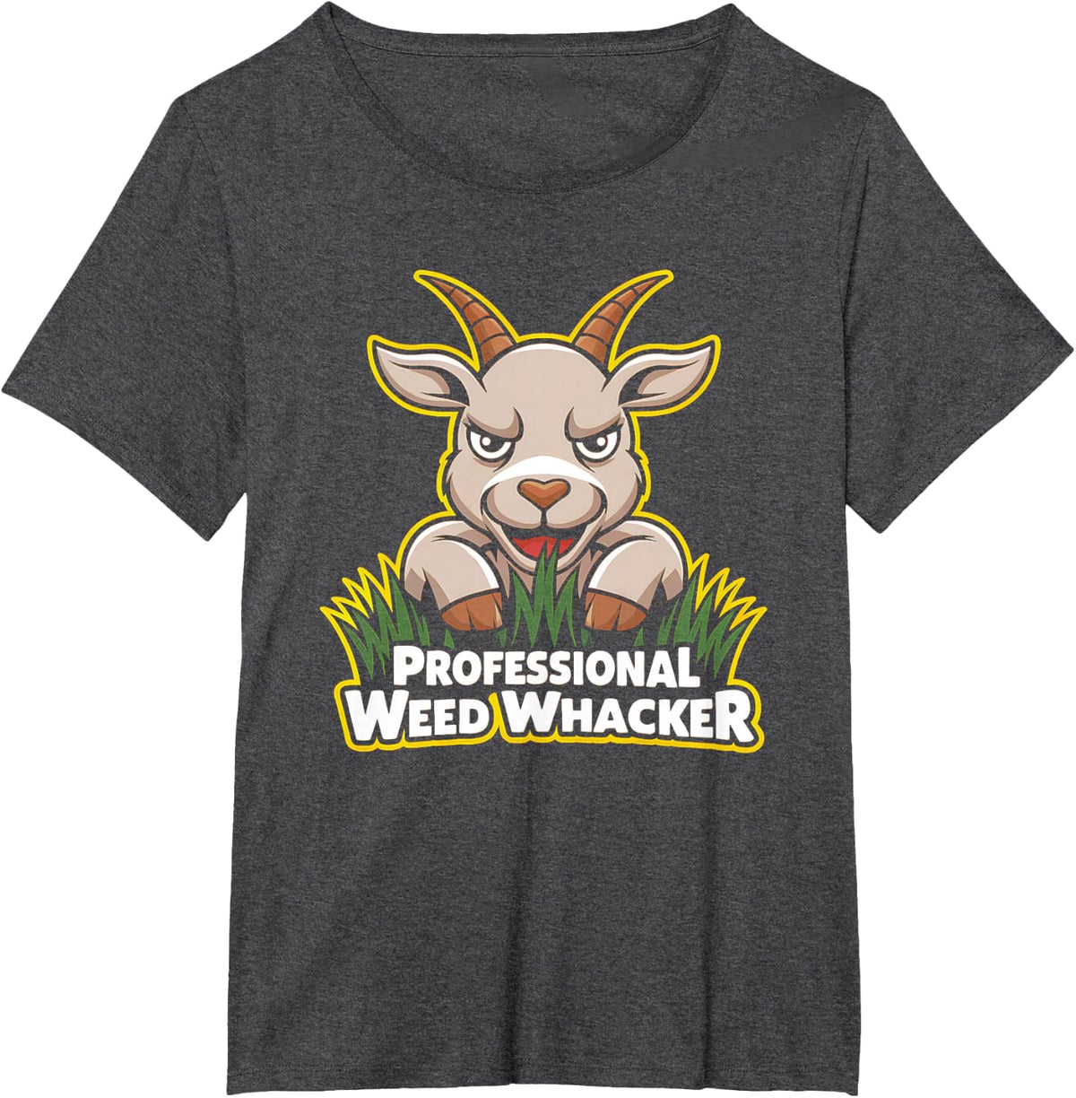 Professional Weed Whacker Funny Pygmy Goat Lawn Mowing Farm T-Shirt - Dark Heather Grey
