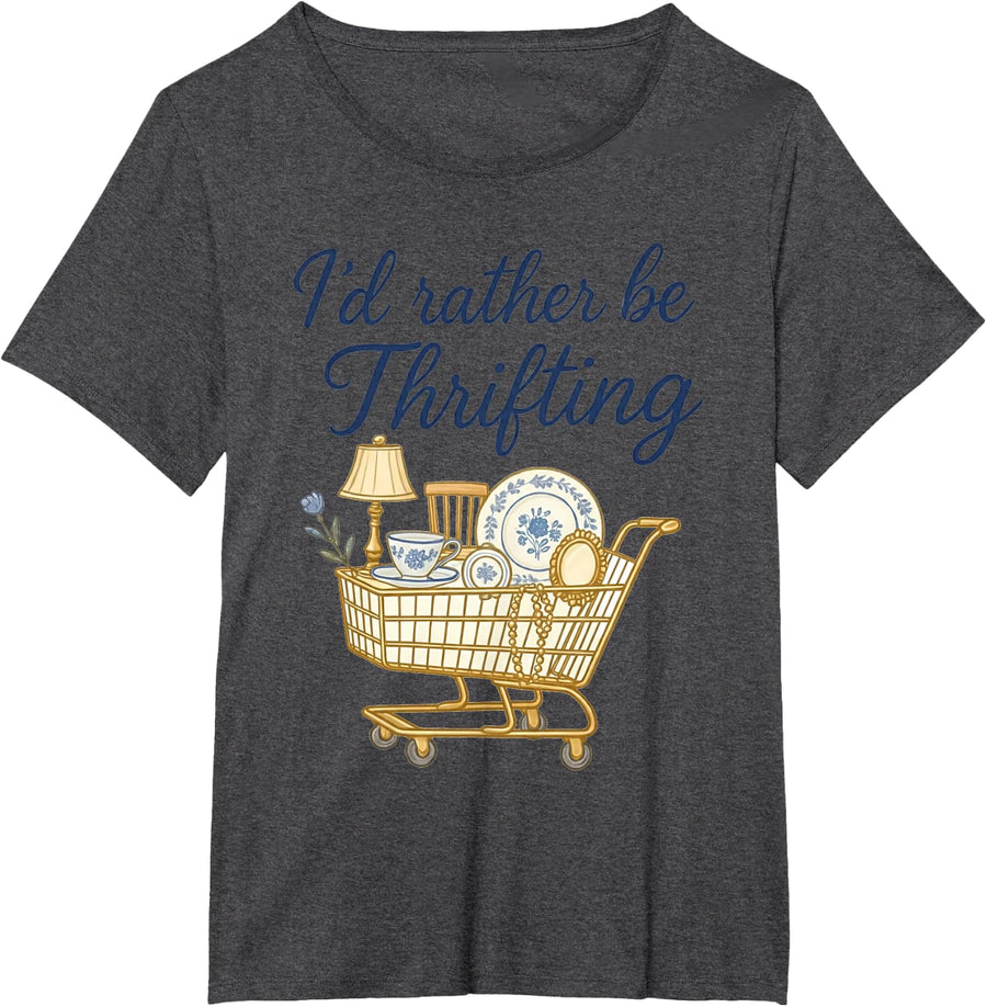 I'd Rather Be Thrifting T-Shirt - Dark Heather Grey