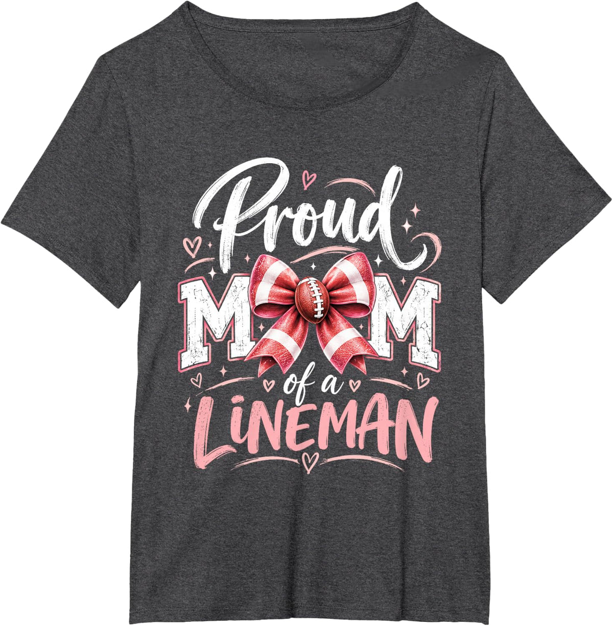 Retro Proud Mom of A Lineman Football Game Day Sports Lover T-Shirt - Dark Heather Grey