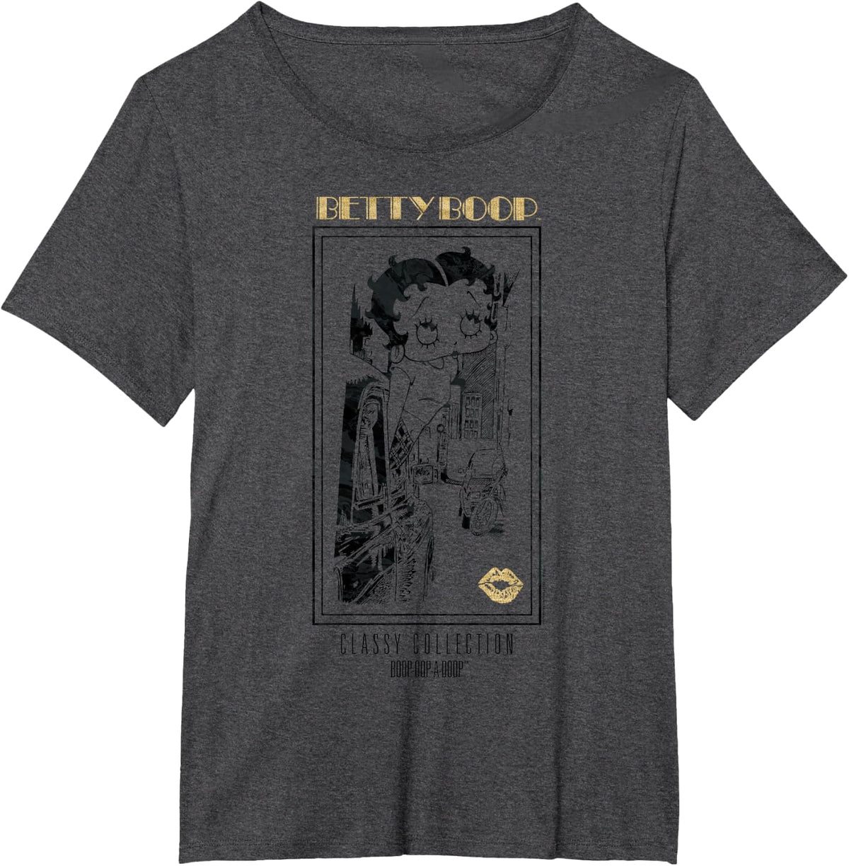 Betty Boop Vintage Classy Collection Faded Broadway Poster T-Shirt - Dark Heather Grey