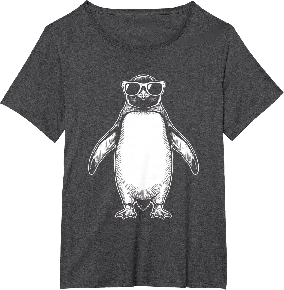 Funny Penguin Wearing Sunglasses Retro Wildlife Humor T-Shirt - Dark Heather Grey
