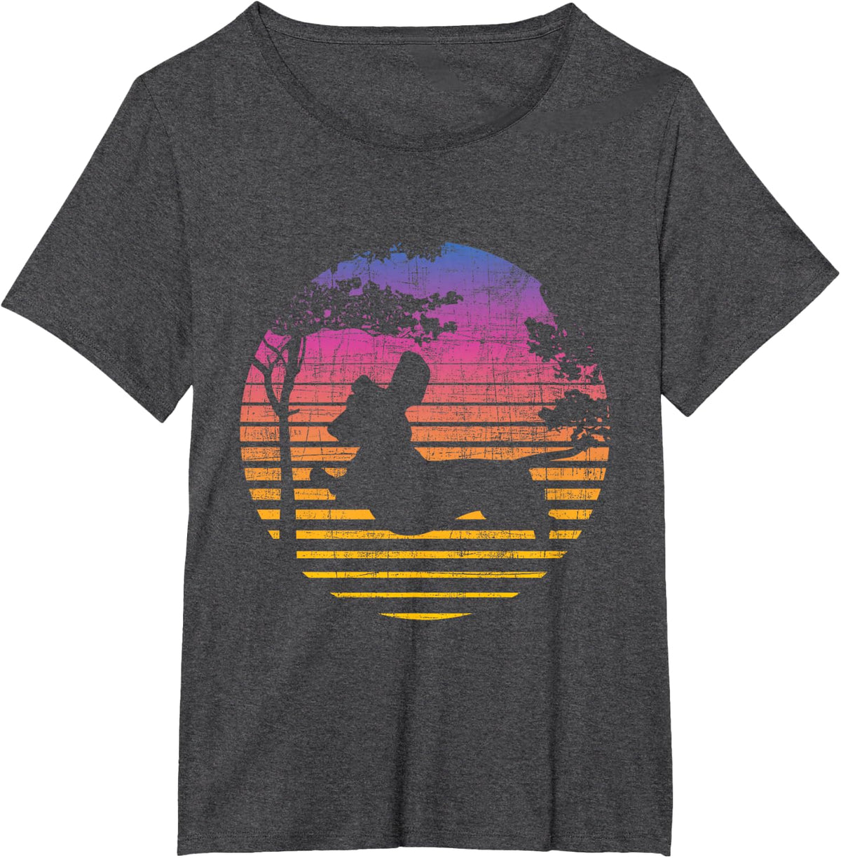 Retro Sunset Dachshund Viennese Dog Lovers Animal Lovers T-Shirt - Dark Heather Grey