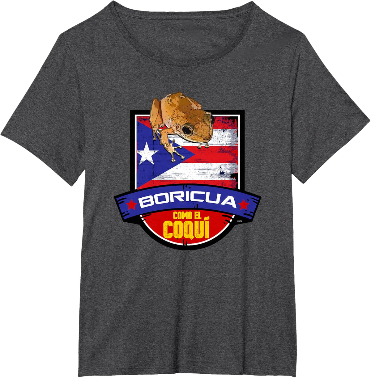 Boricua Como el Coqui & Puerto Rico Flag Pride Grunge T-Shirt - Dark Heather Grey