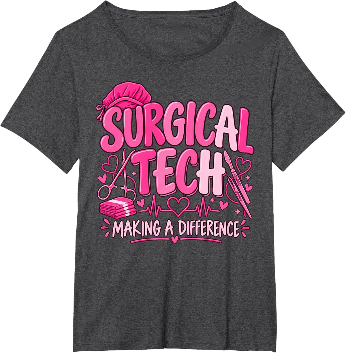 Surgical Tech Week Scrub Tech Breast Cancer Surgery OR Team T-Shirt - Dark Heather Grey