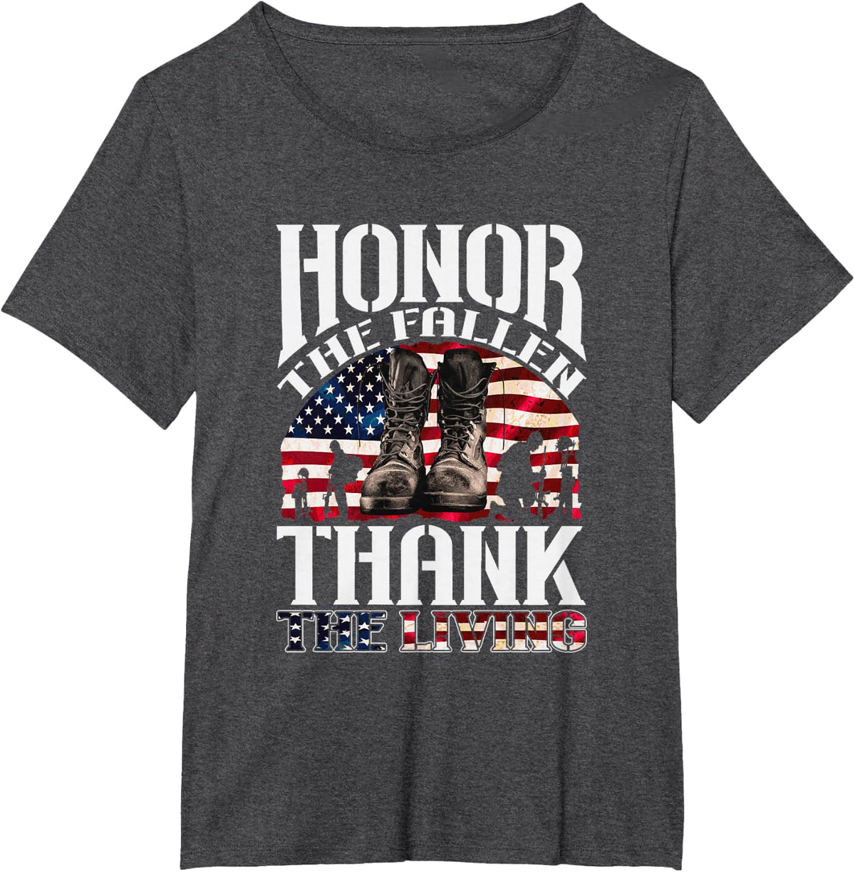 Honor The Fallen Thank The Living Veteran Memorial Day T-Shirt - Dark Heather Grey