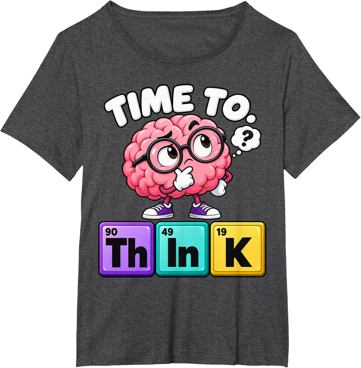 Thinking Brain Chemistry Element Science Wordplay T-Shirt - Dark Heather Grey