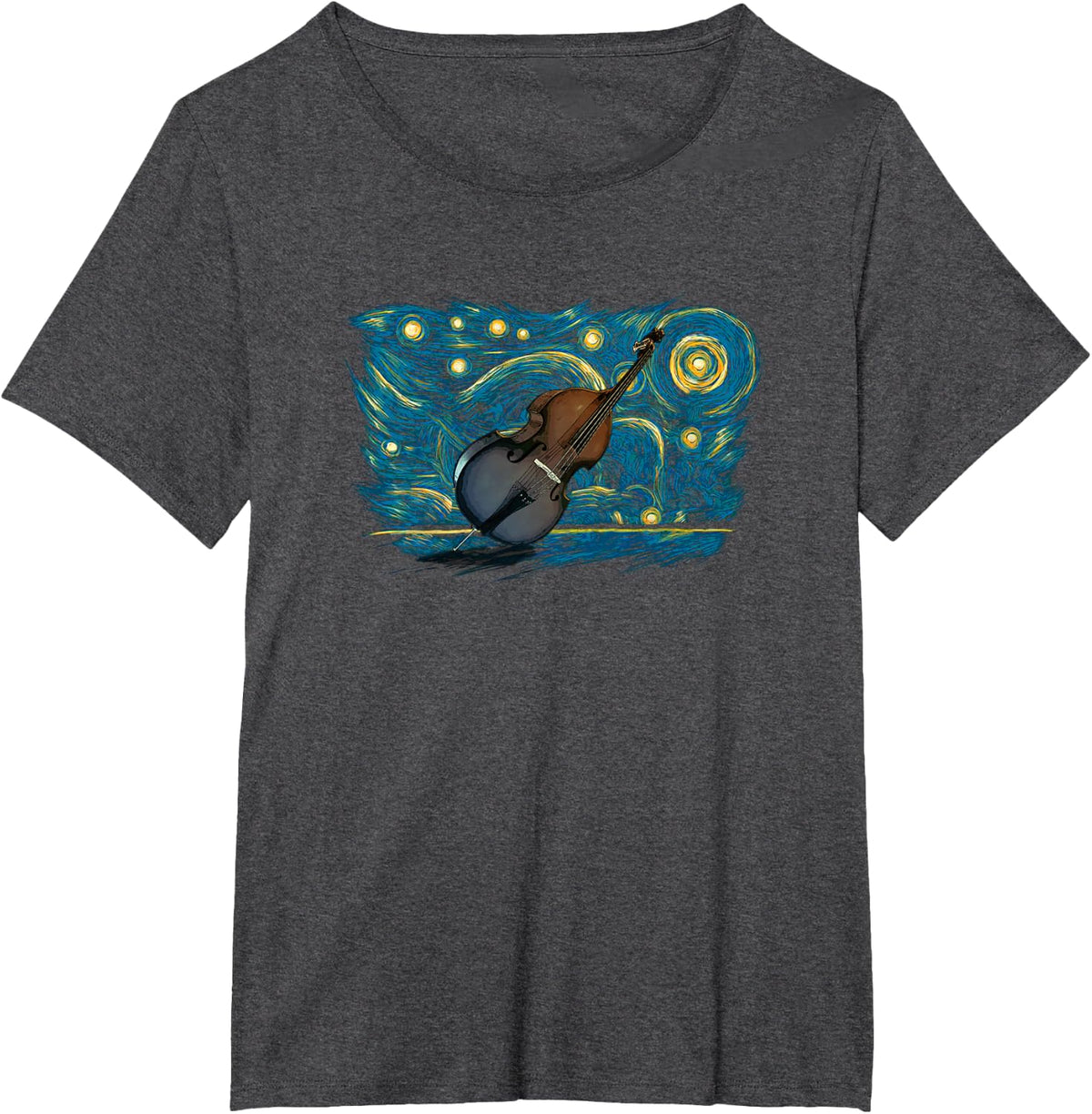Retro Vintage Double Bass T-Shirt - Dark Heather Grey