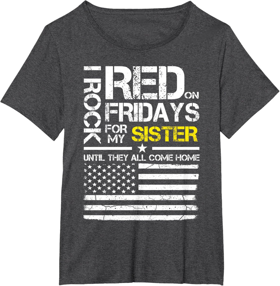 Red Friday Military Brother Wear Red for My Sister T-Shirt - Dark Heather Grey