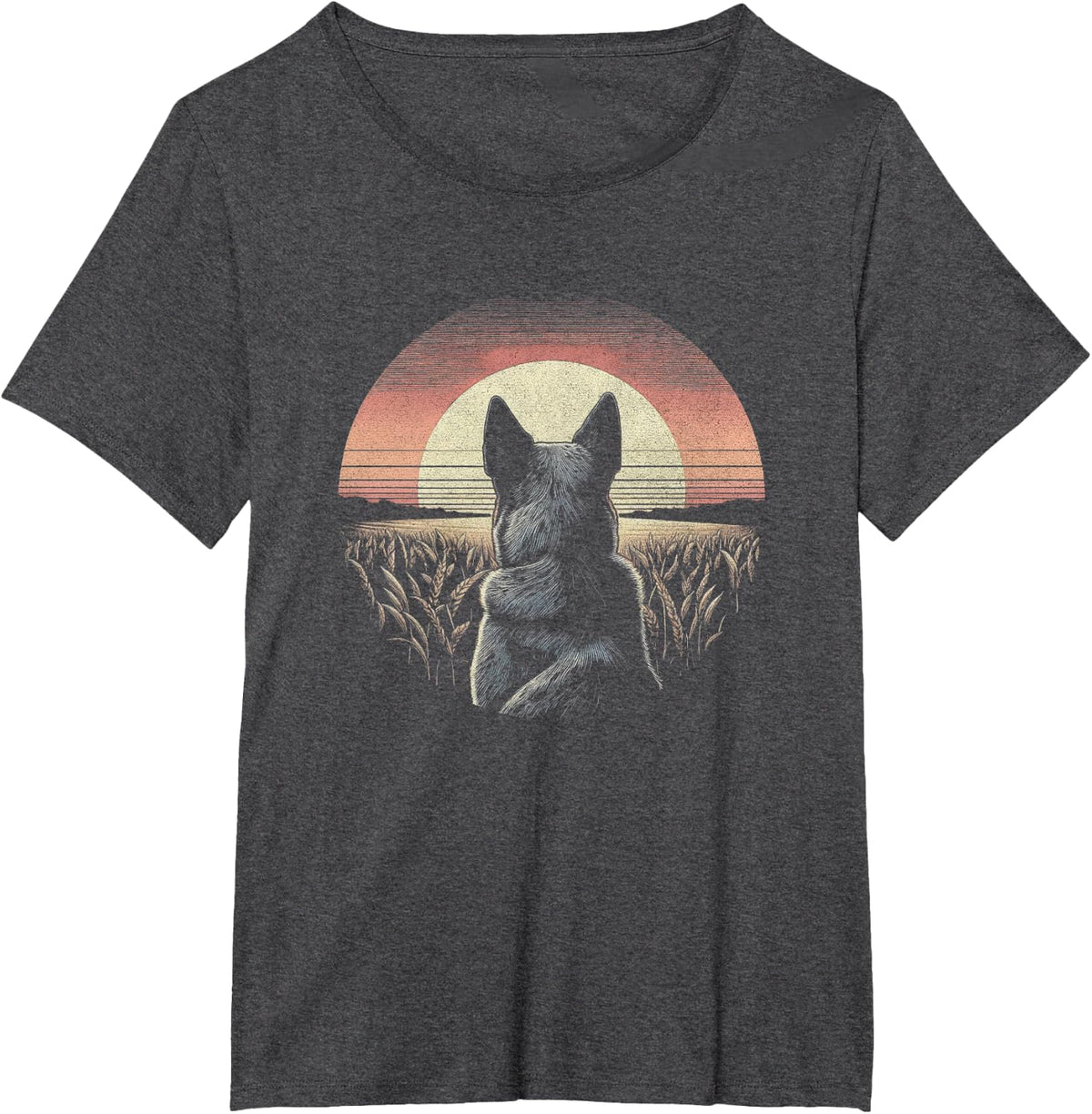Vintage Australian Cattle Dog Blue Heeler Graphic Art Design T-Shirt - Dark Heather Grey