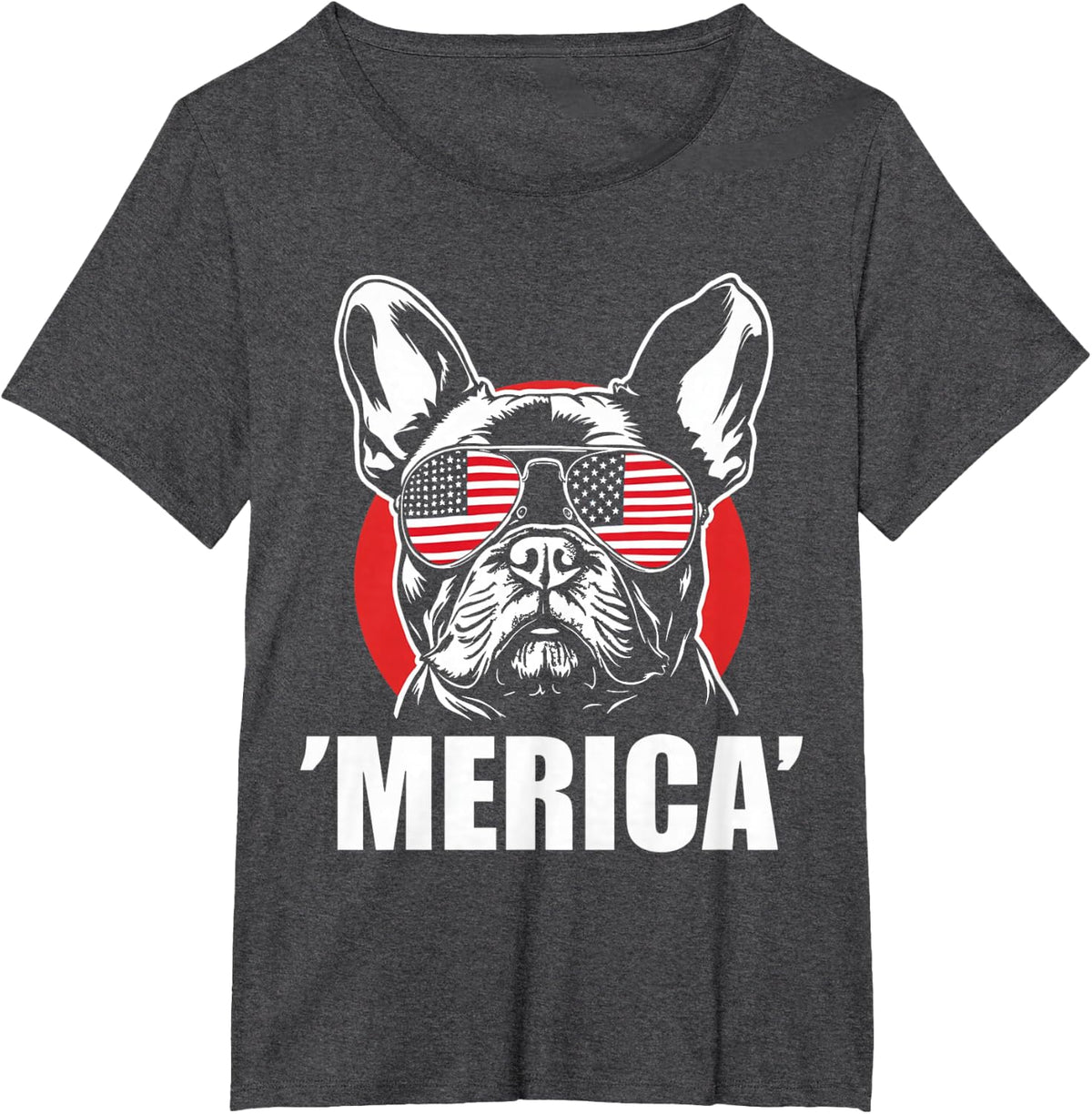 American Flag Merica French Bulldog 4th Of July kids women T-Shirt - Dark Heather Grey
