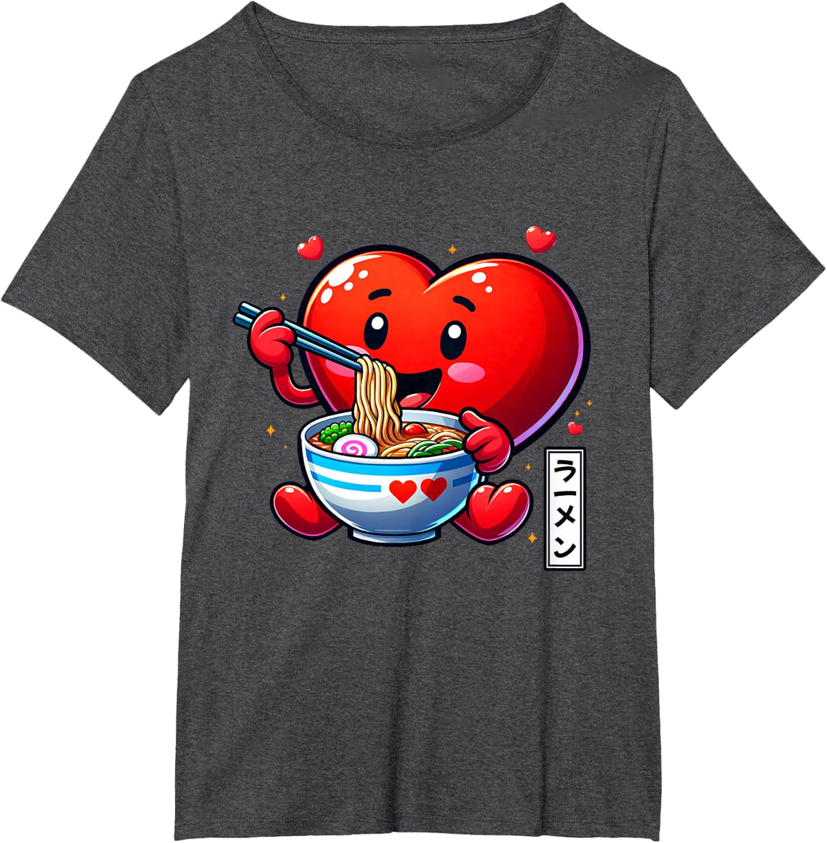 Valentines Heart Ramen Japanese Funny Kawaii Lover Boys Girl T-Shirt - Dark Heather Grey