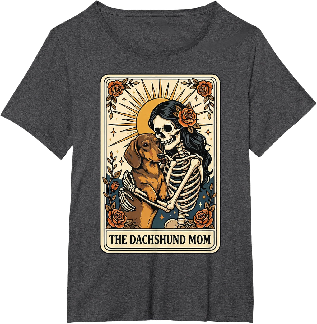 The Dachshund Mom Tarot Card T-Shirt - Dark Heather Grey