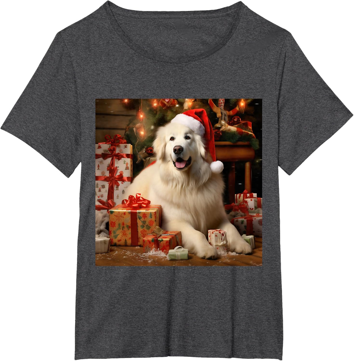Christmas Great Pyrenees Dog - Great Pyrenees Dog Christmas T-Shirt - Dark Heather Grey