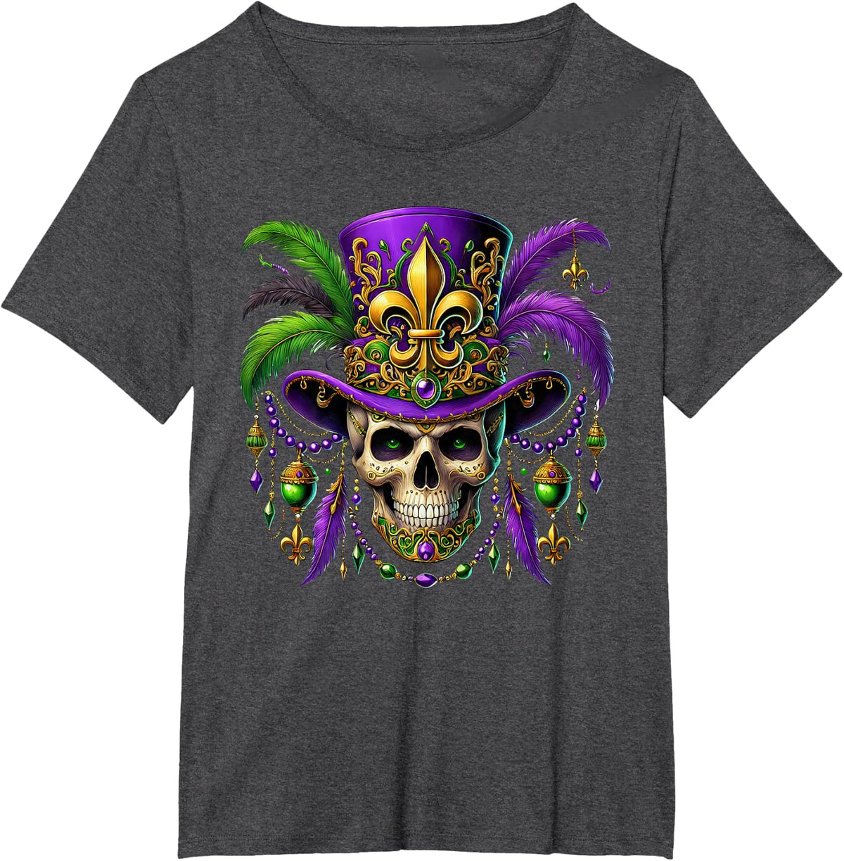Mardi Gras Costume Sugar Skull Carnival Halloween Witch Men T-Shirt - Dark Heather Grey