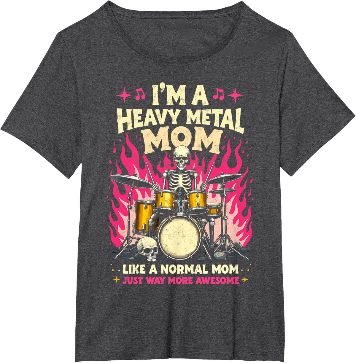 Heavy Metal Mom Like a Normal But More Awesome Rock Music T-Shirt - Dark Heather Grey