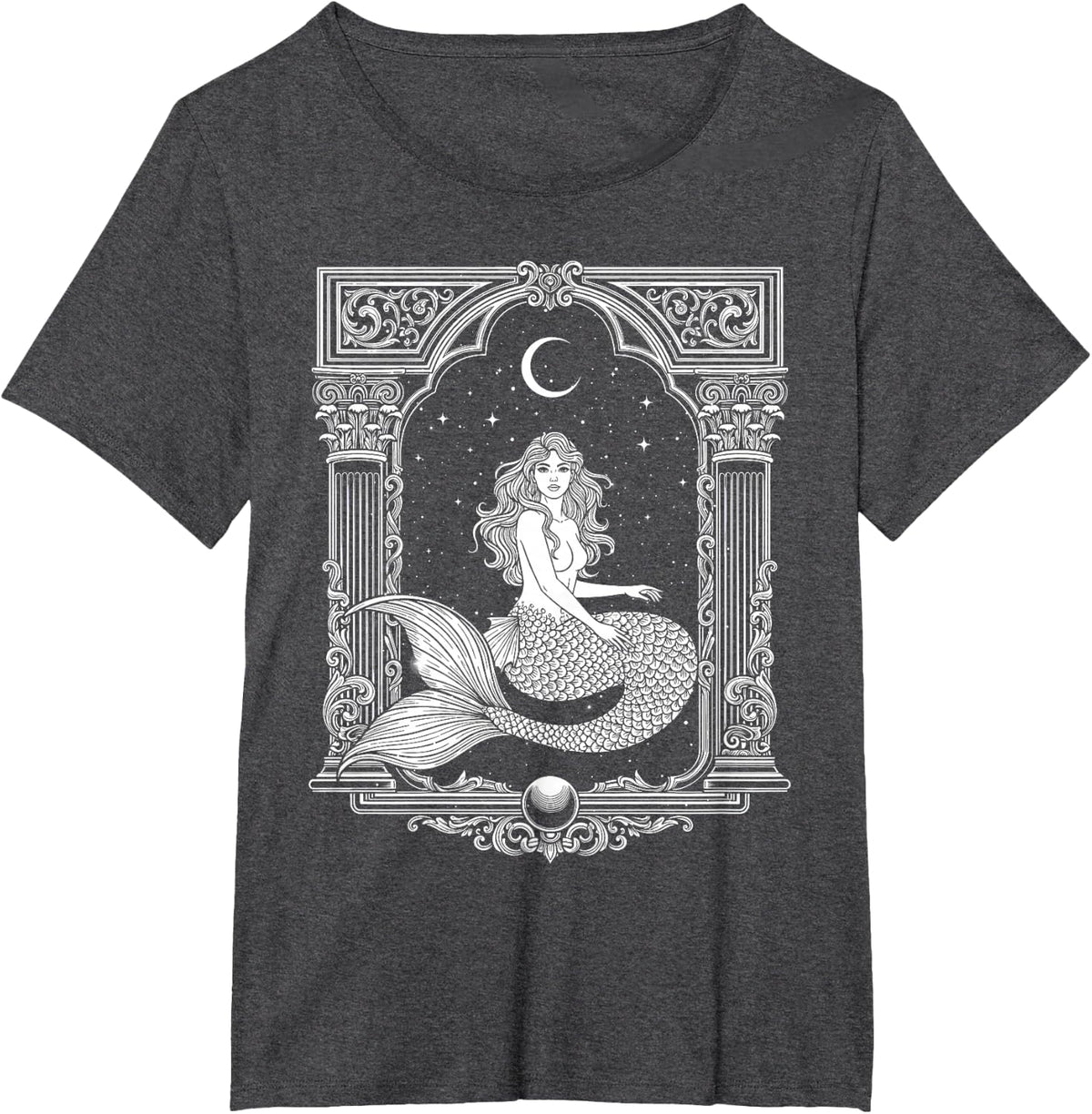 Fairycore Celestial Mermaid Aesthetic Goth Mermaidcore T-Shirt - Dark Heather Grey