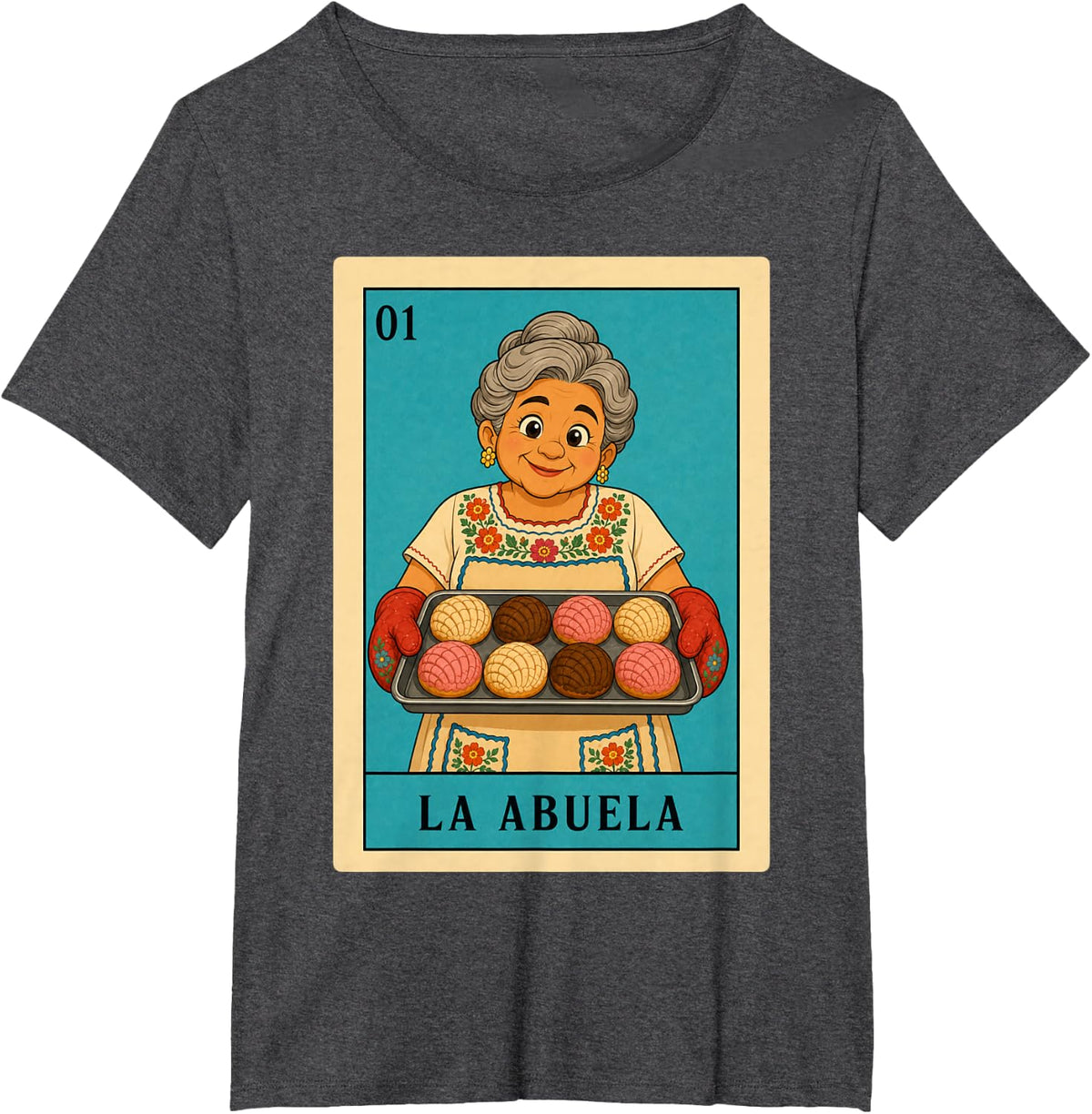 Funny Mexican Grandma Design - La Abuela Conchas T-Shirt - Dark Heather Grey