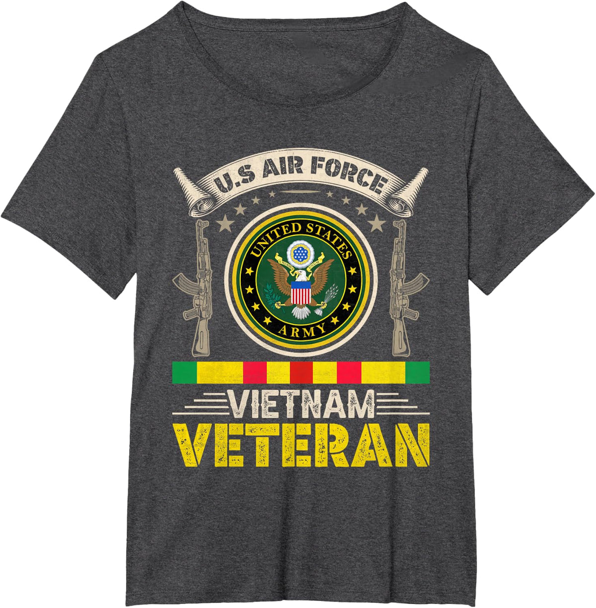 Vintage US Air Force Vietnam Veteran USA Flag Veterans Day T-Shirt - Dark Heather Grey
