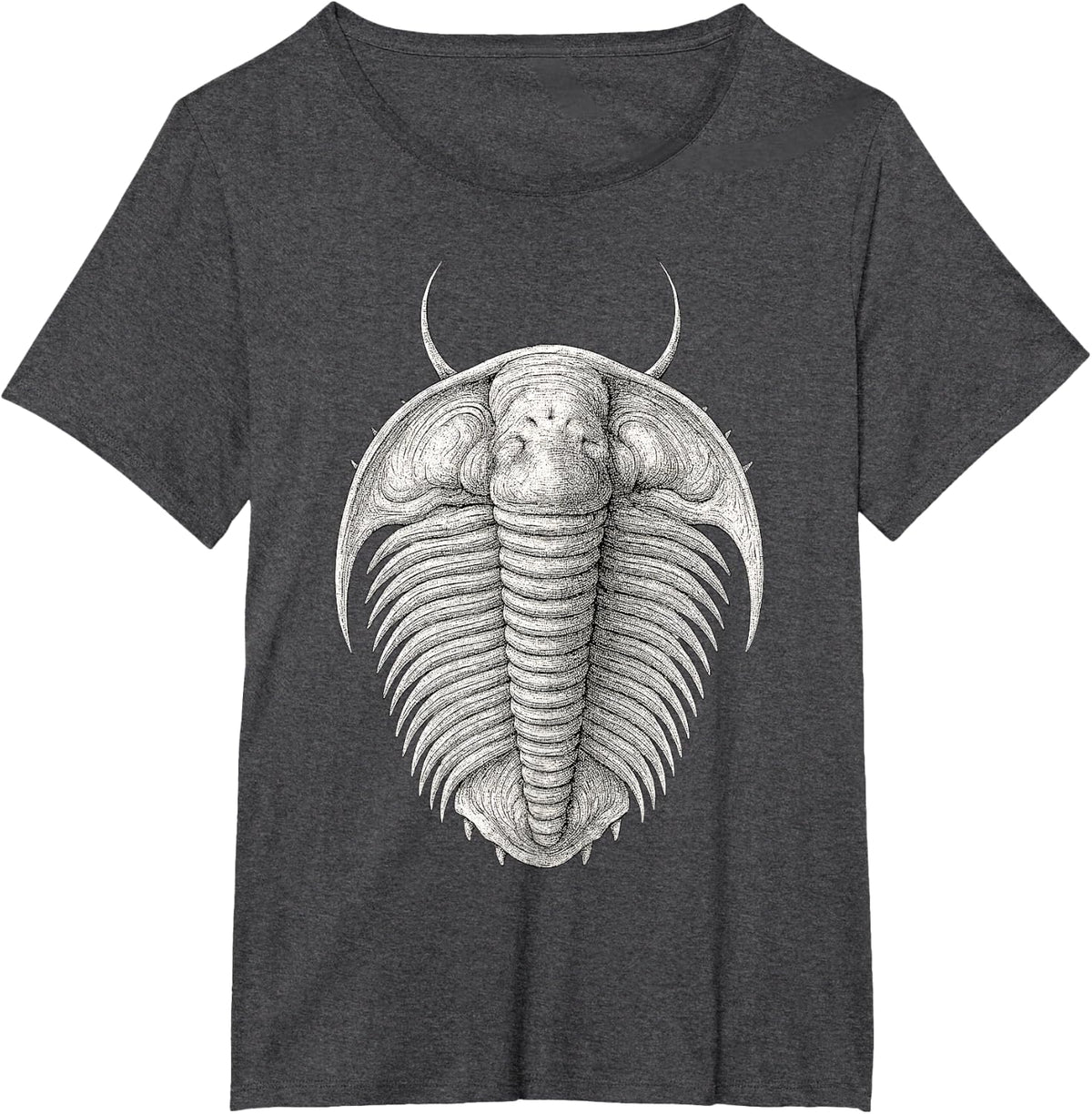 Trilobite Fossil Dorsal View Scientific Paleontology Art T-Shirt - Dark Heather Grey
