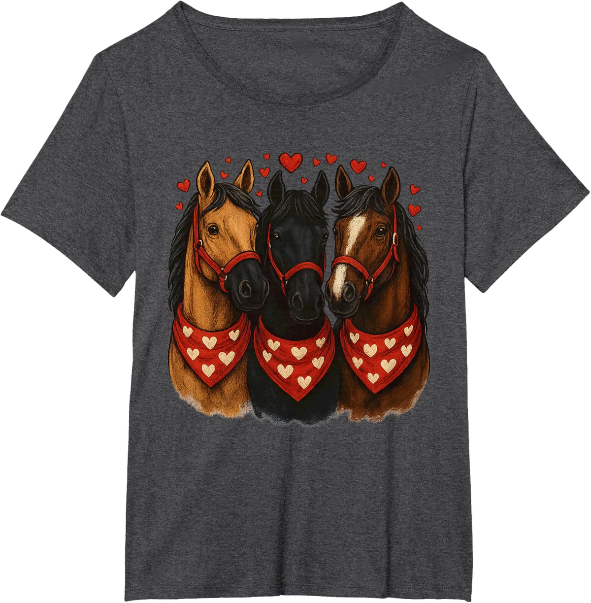 Horse Valentine Valentines Day Cute Horse for Women Girls T-Shirt - Dark Heather Grey