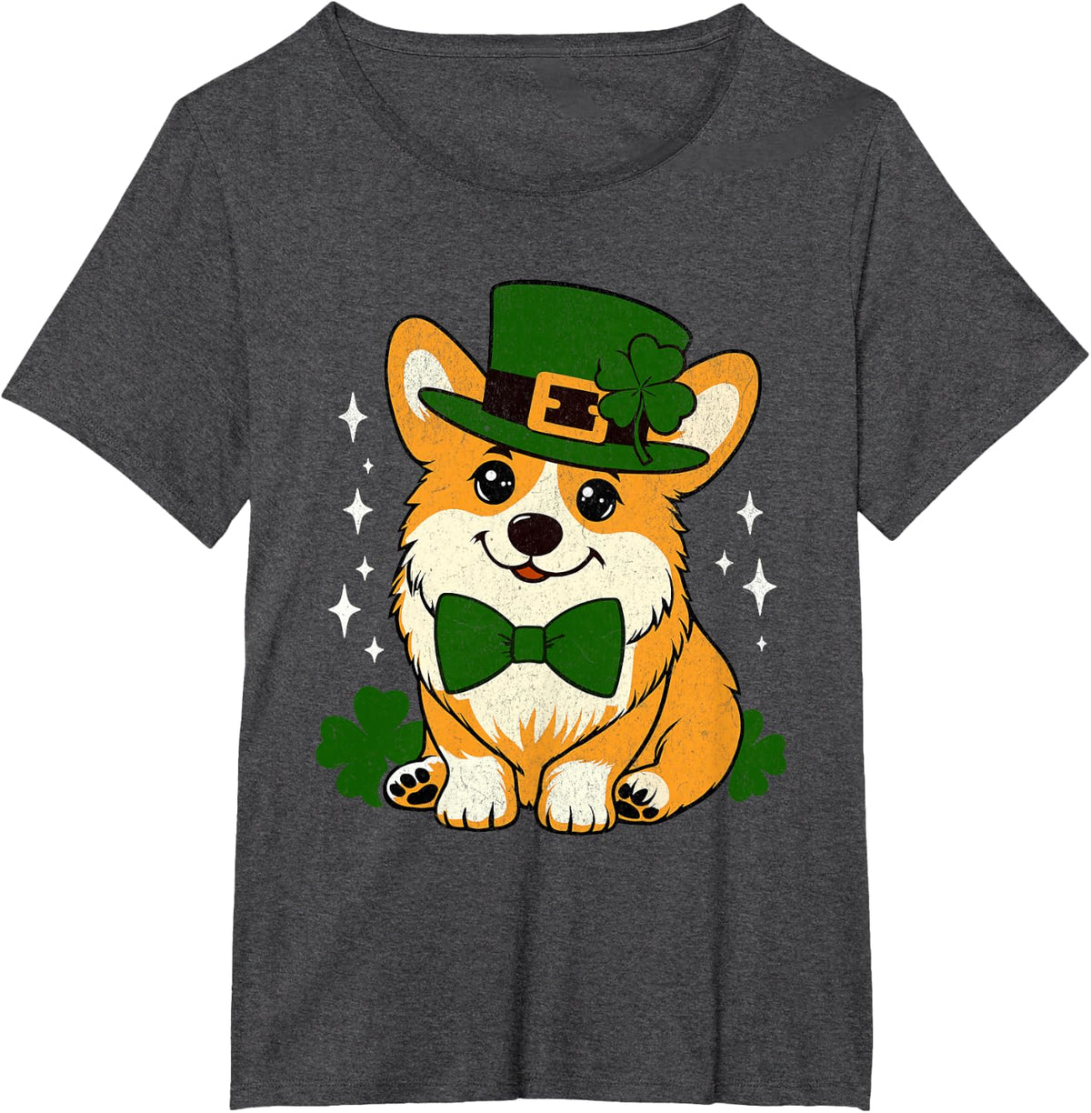 Corgi Irish Clover Funny St Patrick's Day Dog Lover Pet Men Women Kids T-Shirt - Dark Heather Grey