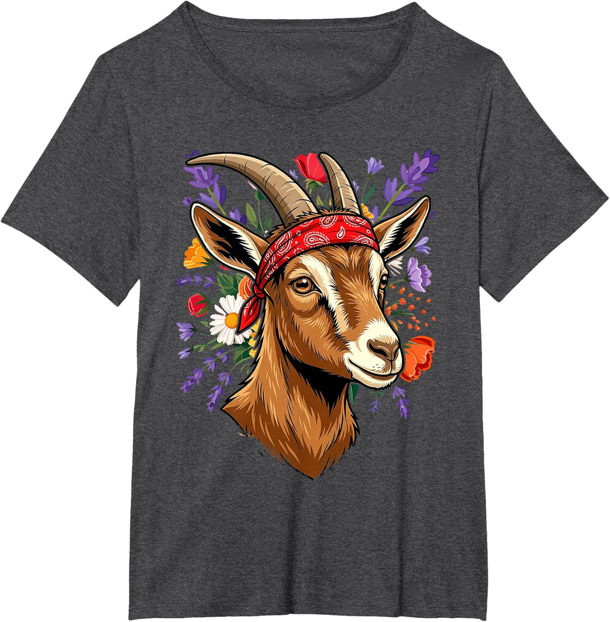 Cute Goat Lover Art for Women Girls Kids Farm Animal Lover T-Shirt - Dark Heather Grey