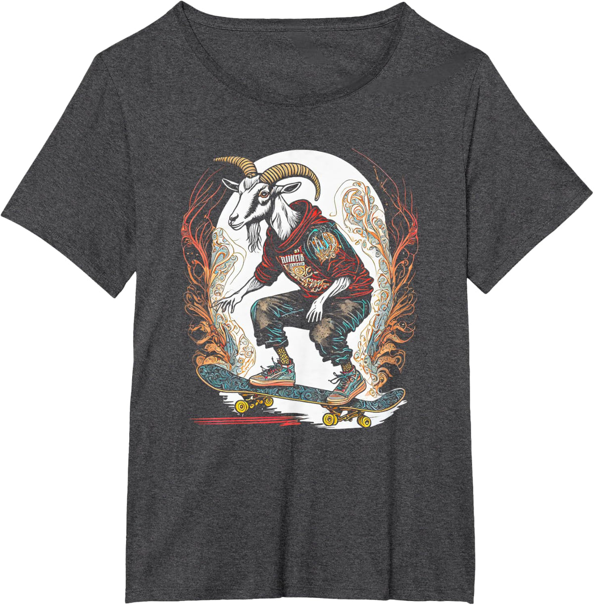 Goat Skateboard Lovers Funny Theme Skating Goats T-Shirt - Dark Heather Grey