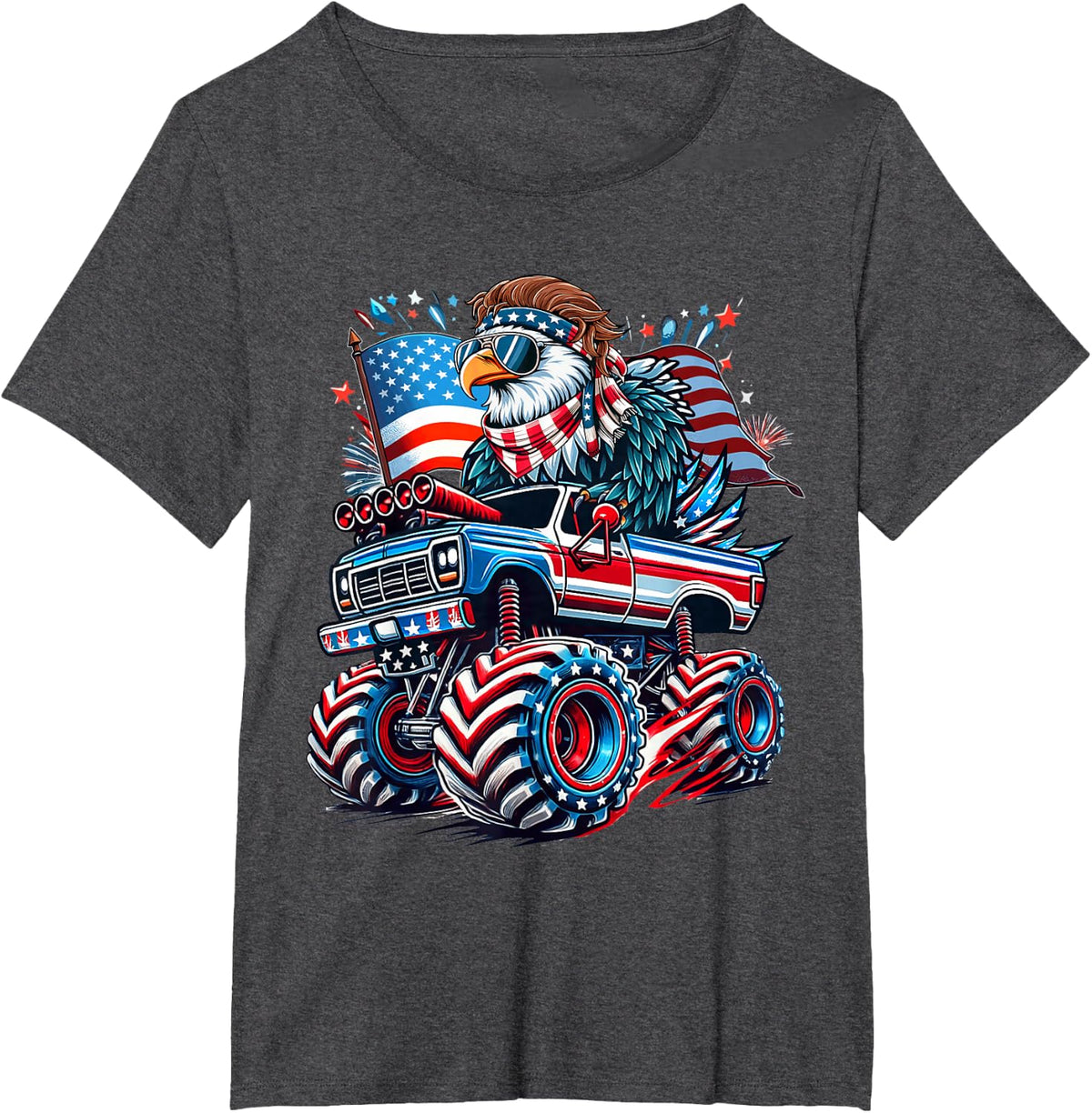4th of July USA American Flag Bald Eagle Patriotic Eagle T-Shirt - Dark Heather Grey