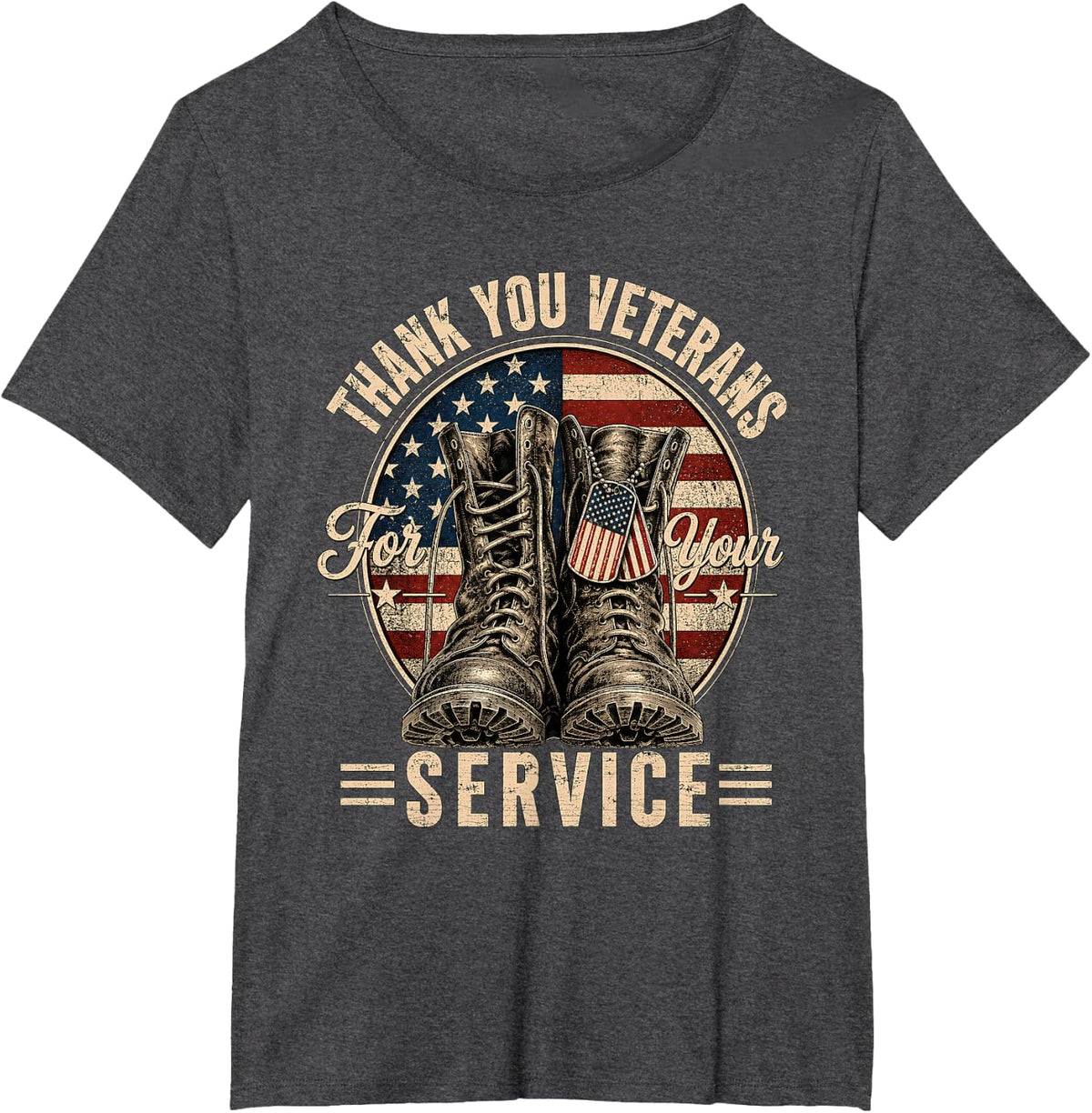 Thank You Veterans for Your Service Veterans Day T-Shirt - Dark Heather Grey