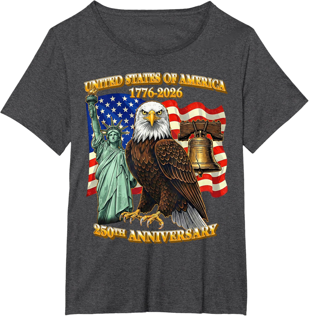 250 Anniversary USA 250th American Flag Patriotic 250 Years T-Shirt - Dark Heather Grey