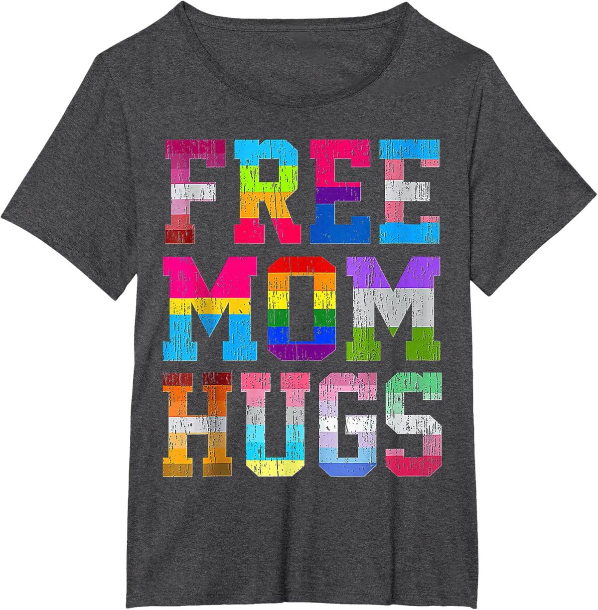 Free Mom Hugs for Pride Month LGBT Mother's Day T-Shirt - Dark Heather Grey