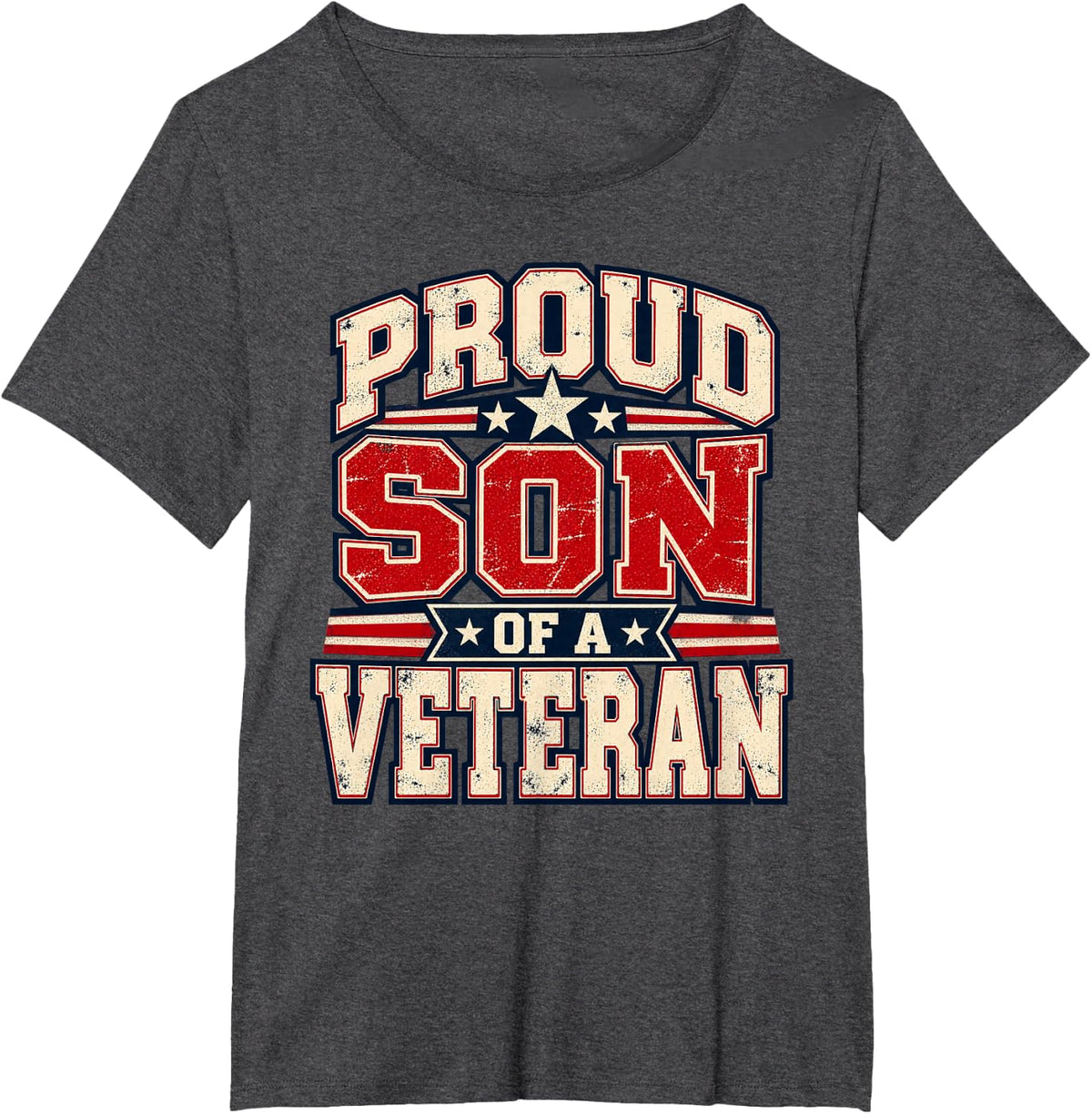 Patriotic Veteran Family Tribute Graphic T-Shirt - Dark Heather Grey