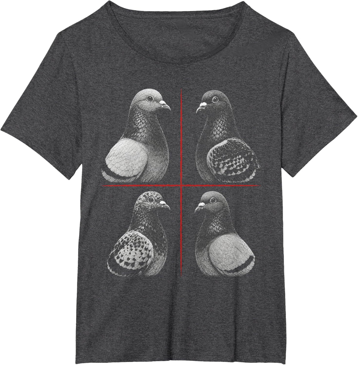 Bird Watching Pigeon Engraving Art Gift T-Shirt - Dark Heather Grey